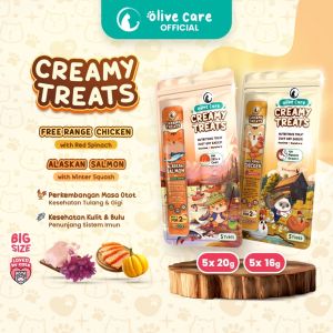 Olive Care PAKET CREAMY TREATS 16gr & 20gr isi 5pcs snack Kucing