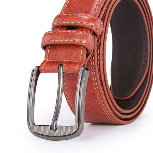 Mens cowhide pin buckle belt fashionable versatile belt pure leather pinhole belt new multi-colour red blue black brown yellow