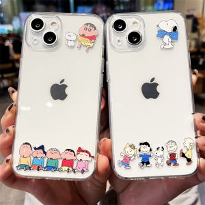 Cute Snoopy Family Phone Case for iPhone 12/13 pro Max Apple 14 Pro/15 Full Cover Silicone Soft Protective Cover for Couples Women
