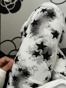 plus Size 300 Pounds Water Ink Silk Wide Leg Pants Women Summer Casual New Style Black White Star Loose Fit High Waist Long Pants