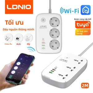 Ổ Điện Thông Minh LDNIO Tích Hợp Điều Khiển Từ Xa Qua WiFi Hẹn Giờ Bộ Chuyển Đổi USB 3 Ổ Cắm Chống Quá Áp Tương Thích Với Chuẩn EU/UK/US