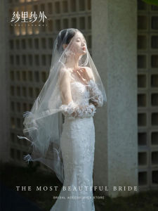 Handmade Ostrich Feather Long Bridal Veil Elegant Fairy Tale Wedding Headwear Soft Tulle Headpiece for Wedding Dresses Accessories