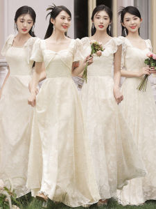 Champagne Color Long Elegant Maidsmaid Dress Sister Group Fairy Tale Style Slimming Womens Dress for Parties And Performances