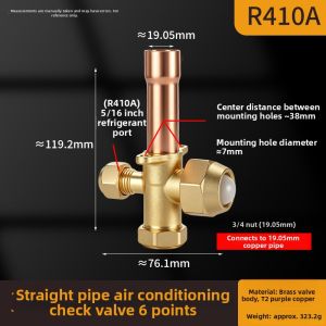 danxilu | Copper Air Conditioning Outdoor Unit Valve Three-Way Straight Pipe High-Low Pressure Charging Port Accessory