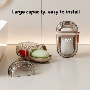 1/3PCS Portable Plastic Soap Case for Travel Container Dish Tray Travel Soap Dish with Drain Portable Soap Holder with Cover