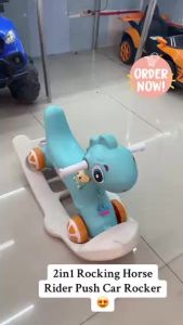 Pony Trojan Toys Kids Multifunctional 2-in-1 Rocking horse Rider Push Car Rocker ages 2-6 years old