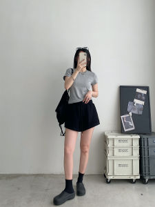 กางเกงขาสั้นทรงหลวมสบาย ๆ สำหรับฤดูร้อน กางเกงขายาวทรงหลวมสบาย ๆ สำหรับใส่ลำลองในชีวิตประจำวัน ผลิตจากผ้าฝ้ายผสมโพลีเอสเตอร์