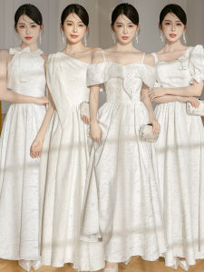 Elegant White Maidsmaid Uniform Summer New Style High Quality French Texture Sister Group Dress Can Be Worn in Daily Life