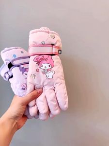 Children Ski Gloves Winter Warm Cartoon Girls Students Outdoor Riding Waterproof Windproof Thickened Cold-Proof Play Snow