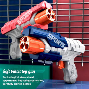 Childrens soft bullet gun toy small pistol can rotate and fire boy soft egg simulation mini can fire sponge bullet EVA soft bullet gun small pistol bullet sniper gun childrens long-range shooting toy