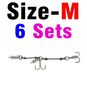 2Sets/6Sets Stinger Fishing Rig Hook for Big Shad Center Pin Screw Connector Pike Bass Perch Bait Barbed Sharp Treble Fish Hook