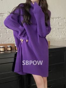 Thickened High Collar Dress Korean Style Lazy Womens Fashion Spring Autumn Winter New Arrival Mid-Length Inner Wear Outer Wear Sweater