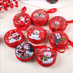 YESPERY 2024 New Mini Cartoon Christmas Children Coin Bags Tinplate Earphone Storage Bag New Year Child Purse Christmas Party Gifts Kid Favors