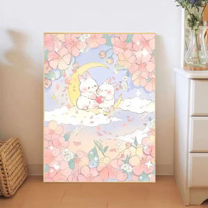 BILIBILI | Cartoon bunny Painting By Numbers for Adults DIY Kits HandPainted on Canvas Oil Picture Drawing Coloring By Number