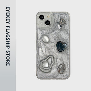 Eyekey Premium Feel 3D Black Diamond Gemstone Silicone Phone Case for Apple iPhone 17 pro Max New Model 13 Womens Style 12 Niche 14 Full Cover Protection