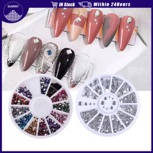 12Colors Acrylic Silver Round Rhinestone Stud 1.2Mm/2Mm/3Mm/4Mm for Uv Gel Nail Face Art Decoration