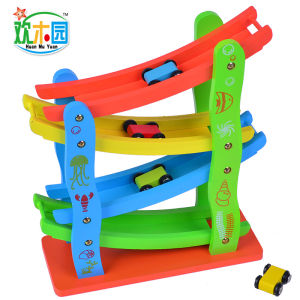 HuanMuYuan | Inertial Track Car Wooden Toy Four Layer