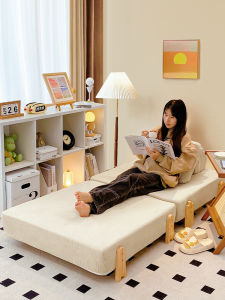 Foldable Single Sofa Bed Small Apartment Living Room Bean Block Lazy Sofa Bed Cream Style Module Combination Sofa Fabric Couch