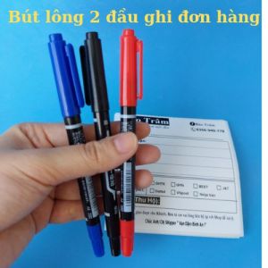Combo 3 Bút lông dầu 2 đầu ghi mã đơn hàng có 3 màu xanh đen đỏ