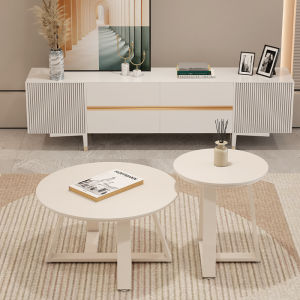 Creamy Style Round Simple Modern Coffee Table