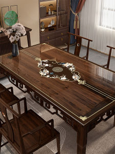 New Chinese Style Cut Out Print Tablecloth Washable Oil-Proof Waterproof Coffee Table Top Protective Pad Transparent Soft Glass Dining Table Cushion