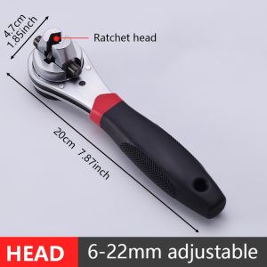 Multifunctional Ratchet Wrench Adjustable 6-22mm Screw Universal 360° Rotating Head & Reversible Switch Motorcycle Repair Tools