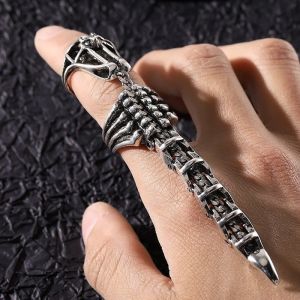 Punk Movable Scorpion Ring Fingertip Toy Stress Relief Retro Goth Scroll Armor Knuckle Metal Full Finger Rings Creative Jewelry