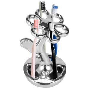 Toothbrush Holder Ceramic Flower Shape Bathroom Toothbrush Organizer Decorative Toothbrush Holder Stand with 6 Compartment