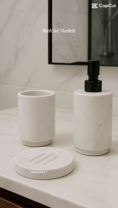Tempat Sabun Set 3in1: Perlengkapan Kamar Mandi Marmer