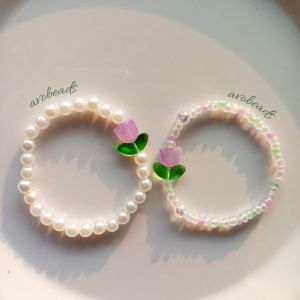 Lacina Little Fresh Tulip Bracelet: Korean Fashion & Versatile Girl Heart Crystal Jewelry