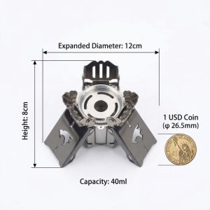 Mecha Style Tactical Alcohol Stove 260g Lightweight Portable Camping Stove 11Min Boil Outdoor Cooking Burner for Hiking Backpack