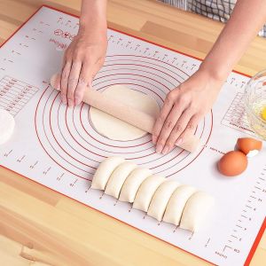 Lager Silicone Pastry Mat for Rolling Dough with Measurement Thick Non Stick Baking Fondant Counter Mat Oven Liner 24x16 Inch