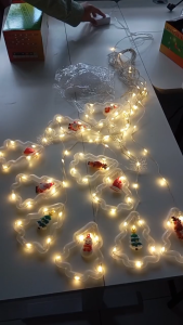 LED Christmas Curtain Light with Tree Shape Bulbs and Cute Customizable Ornaments Wall Plug Indoor Outdoor Decoration