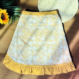 Váy Vải Cotton Mùa Hè Chống Bẩn Nhẹ Ren Thanh Lịch Nửa Thân Váy Nữ Phong Cách Pháp Nông Trại Váy Vải Cotton Chống Bẩn