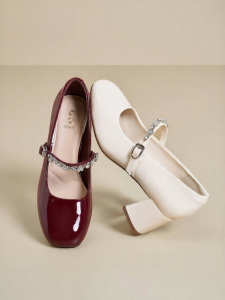 Josiny | French Style Soft Sole Chunky Heel Mary Jane Shoes Low Cut Easy Slip-On