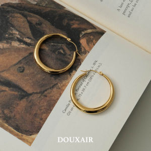 Silver Metal Large Hoop Earrings round Face Shaping Geometric Fashion Jewelry Doux Air Brand Womens Accessory