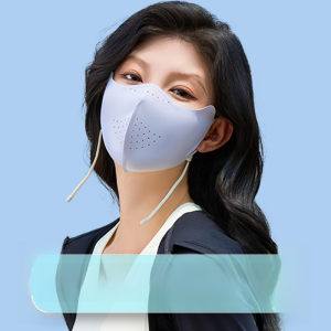 Miiow | Adjustable Womens Summer Face Mask Ice Skin Sunscreen Breathable 3D Mask Polyester Fiber Triangle Shape Pure Color SPF10