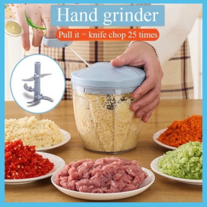 Vixplorn Manual Food Chopper 500/900ml Mini Food Processor with Rope Pounding Garlic Cutting Peppers Puree Cooking Machine