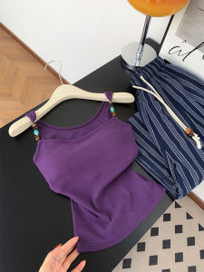 Áo Ba Lỗ Hở Lưng Thêu Hạt Ngọt Ngào Cay Nồng Mùa Hè Mới Dây Vai Áo Vest Nữ Ôm Sát Tăng Cường Sức Mạnh Bên Trong Có Đệm Ngực