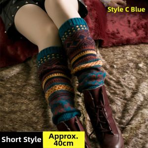 Korean Style Extended Woolen Womens Socks Thick Warm Leggings Booties Covers Autumn Winter Home Sweet Pattern Striped