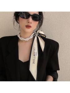 Khăn Choàng Lụa Ngọc Trai Mới Cổ Cao Thời Trang Nữ Cao Cấp Trang Trí Cho Áo Sơ Mi Và Vest