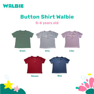 Walbie 001 Kaos Anak Button Shirt Baby & Kids Kaos Anak Baju Bayi 0 Bulan - 3 Tahun Kaos Polos Basic T-sirt Atasan