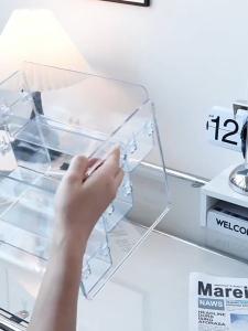 3 Tier Acrylic Rack Storage Box Perfume Stand Holder Cosmetics Display Shelf Stackable Desktop Transparent Stand