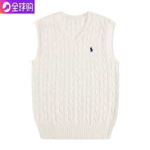 Pure Cotton V-Neck Polo Sweater Mens Knitted Vest Twisted Base Shirt Business Casual Winter Thickened Solid Color Knitwear