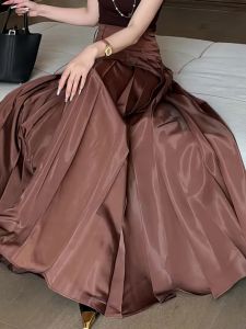 Elegant Knowledgeable Long Diamond Fragrance Semi-Body Skirt Spring 2025 Womens Fashion High Waist Large Skirt Commute Style