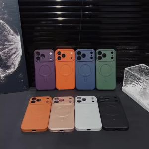 Luxury Matte For Magsafe Wireless Charge Phone Case For iPhone 17 Air 13 12 11 16 17 Pro Max 15 14 Plus With Lens Protect Cover