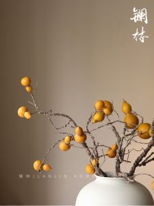 Retro Chinese Zen Style Dried Flower Bouquet Gourd Shaped Artificial Flowers Home Decor Living Room Decorative Accessories