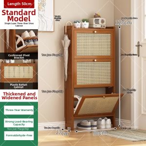 TUOJUE | Slipper Storage Rack Organizer Space-Saving Flip-Top Shoe Cabinet