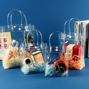 Bavan Gift PVC tote bag transparent and snap on gift beverage waterproof and dustproof packaging bag