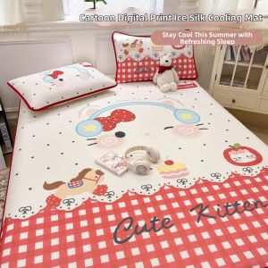 BEIPIN | Cartoon Printed Ice Silk Cool Summer Bed Set Single